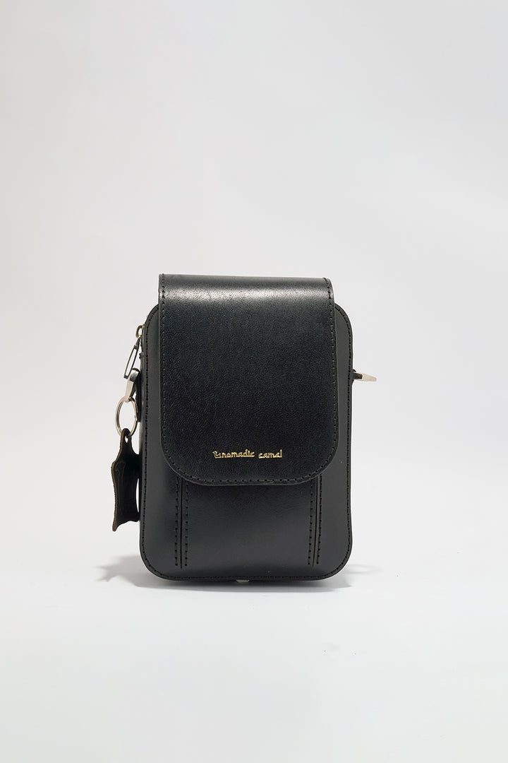 Jordon Men's Genuine Leather Side Messenger Bag - Black