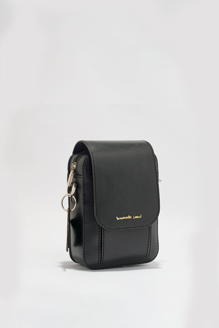Jordon Men's Genuine Leather Side Messenger Bag - Black