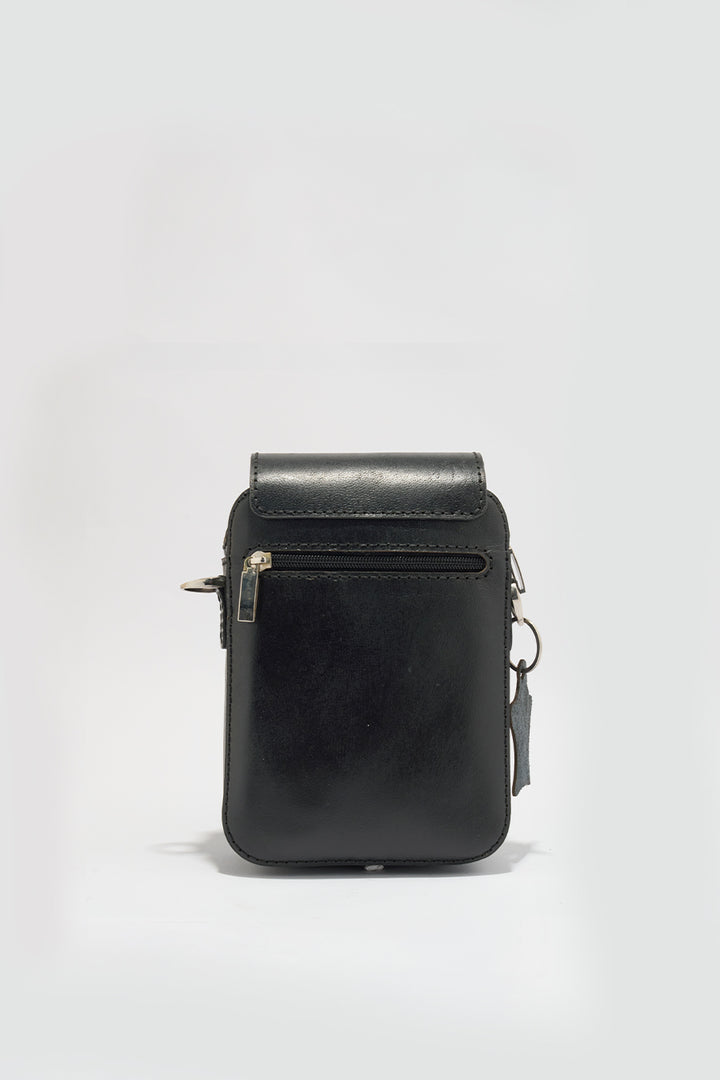 Jordon Men's Genuine Leather Side Messenger Bag - Black