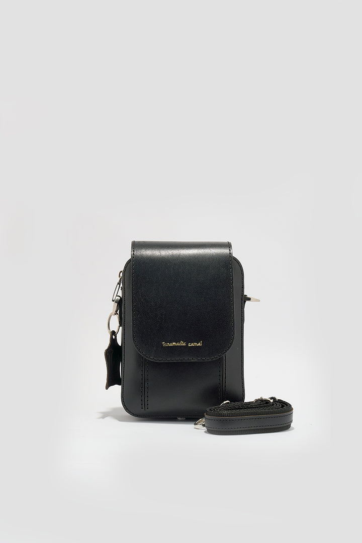 Jordon Men's Genuine Leather Side Messenger Bag - Black
