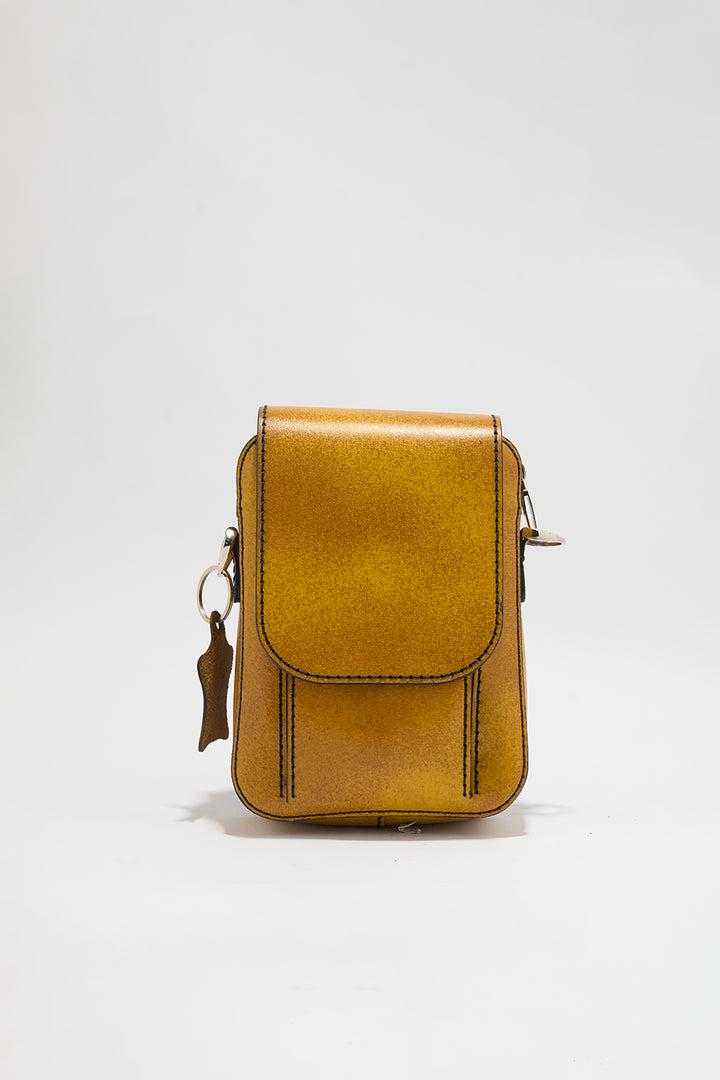 Jordon Men's Genuine Leather Side Messenger Bag - Mustard