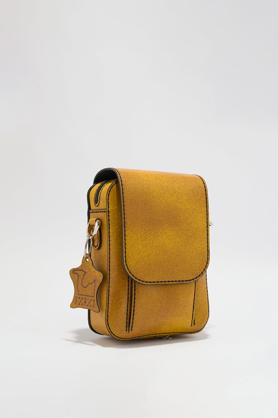 Jordon Men's Genuine Leather Side Messenger Bag - Mustard