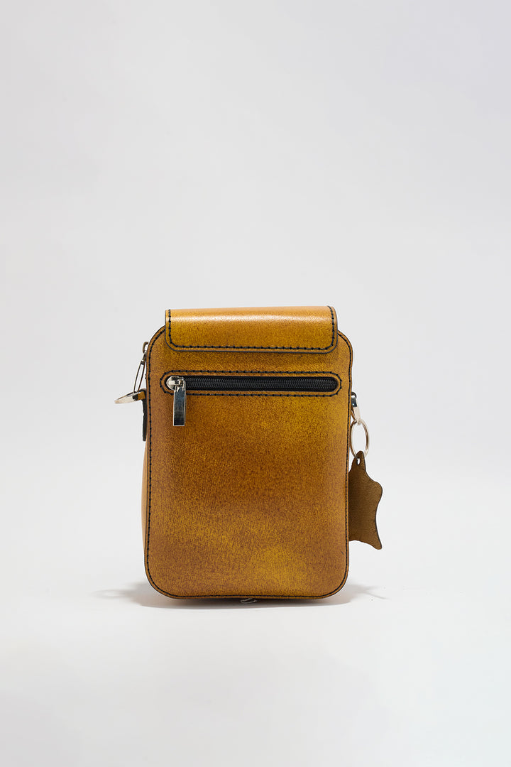Jordon Men's Genuine Leather Side Messenger Bag - Mustard