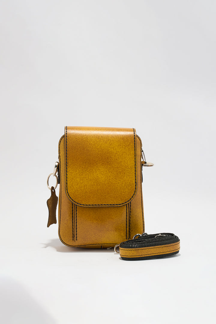 Jordon Men's Genuine Leather Side Messenger Bag - Mustard