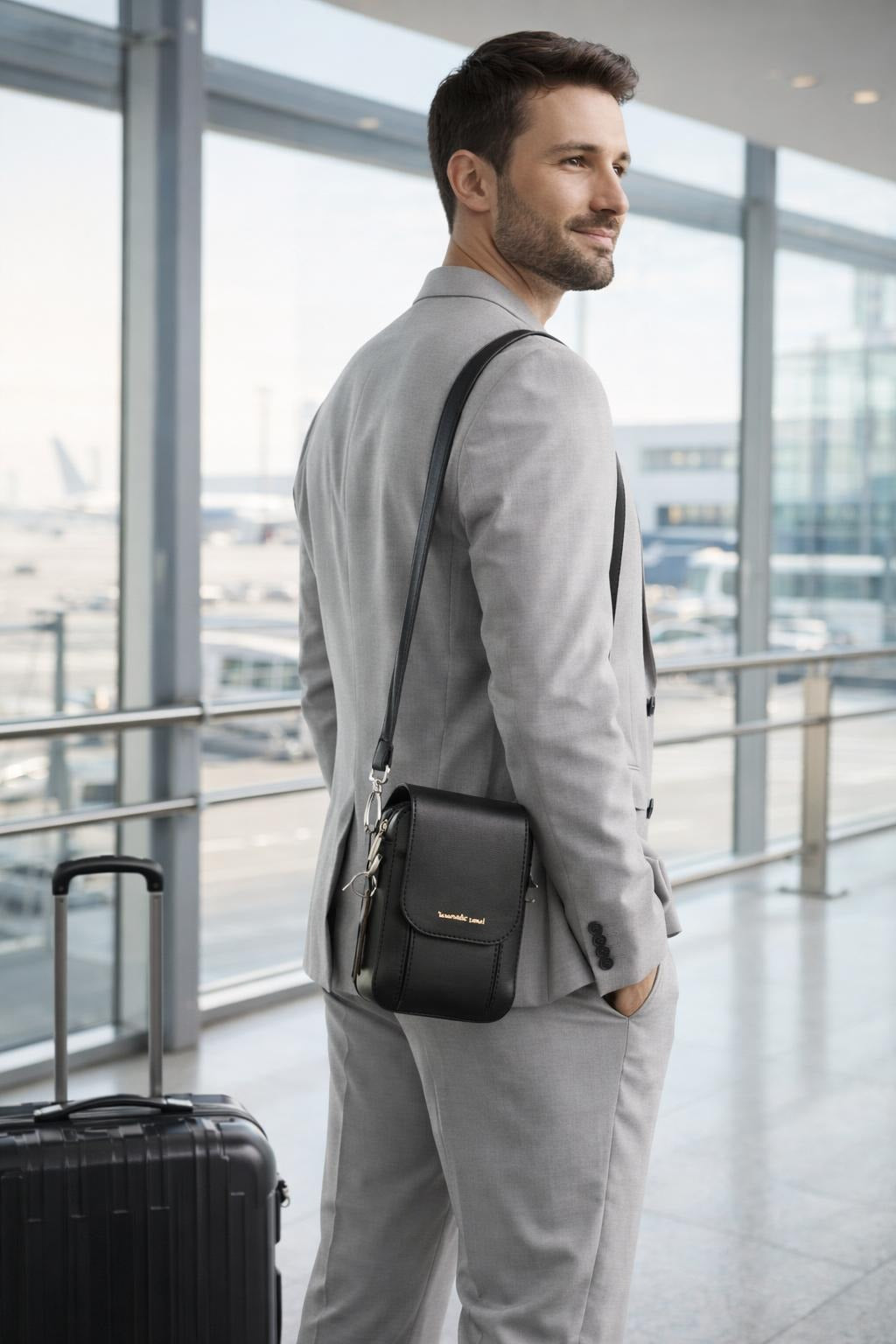 Camel Leather Messenger Bag
