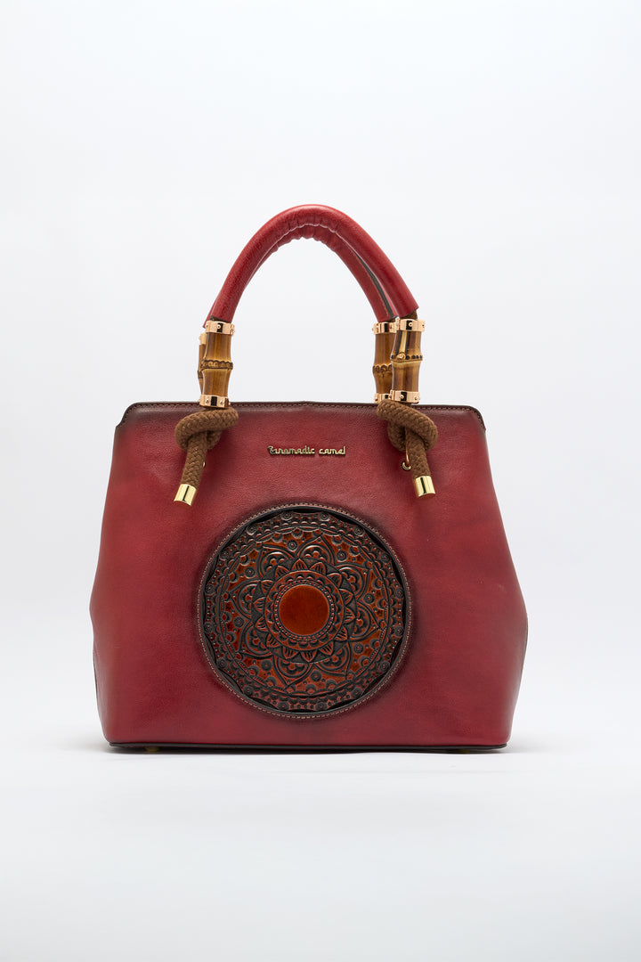 Laila Women's Genuine Leather Handbag - Crimson