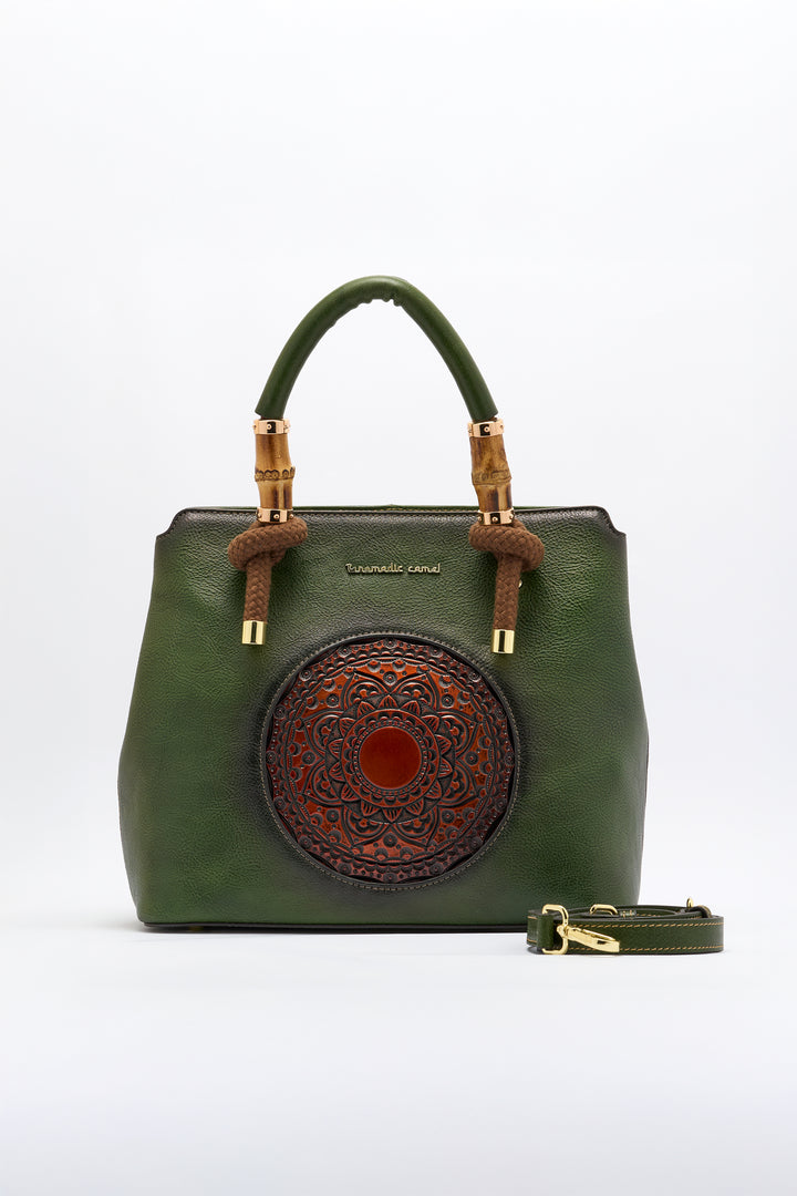 Laila Women's Genuine Leather Handbag - Emerald