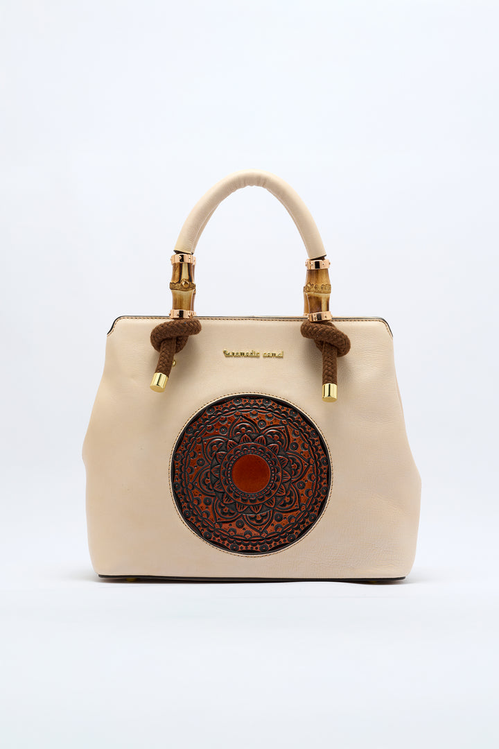 Laila Women's Genuine Leather Handbag - Ivory