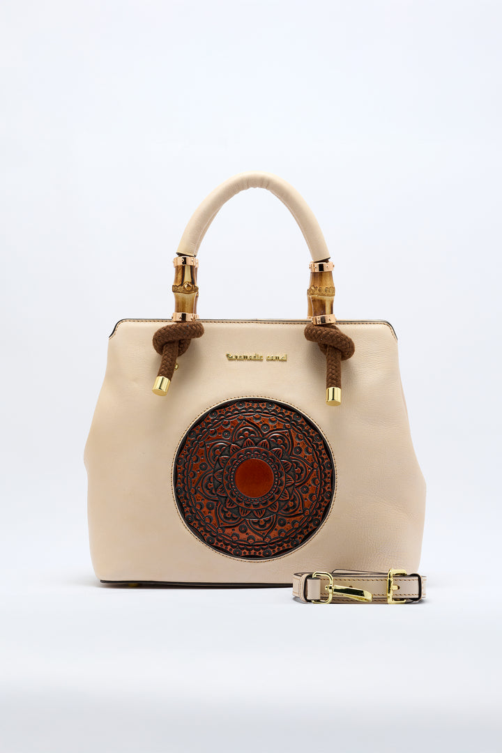 Laila Women's Genuine Leather Handbag - Ivory