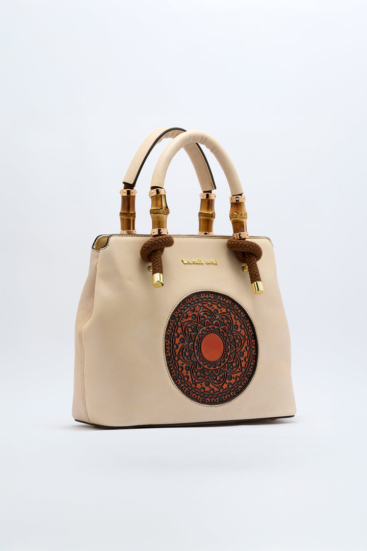 Laila Women's Genuine Leather Handbag - Ivory