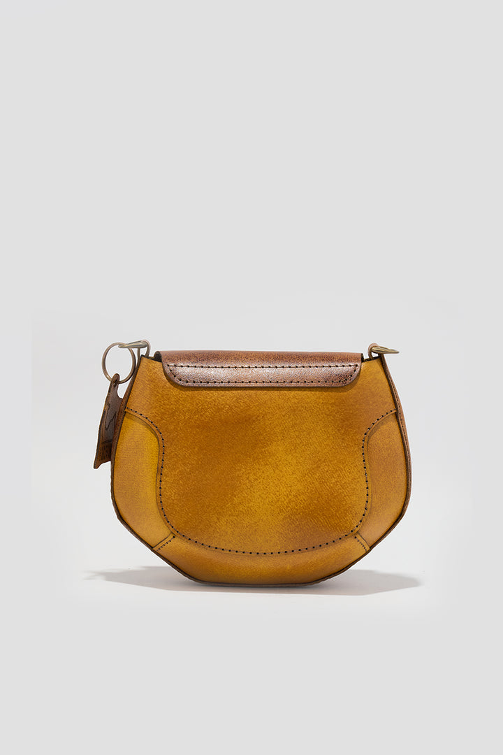 Lina Genuine Leather Handbag - Mustard