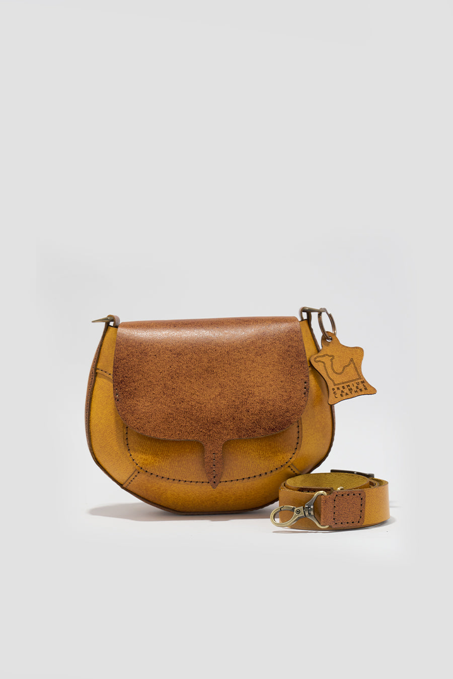 Lina Genuine Leather Handbag - Mustard
