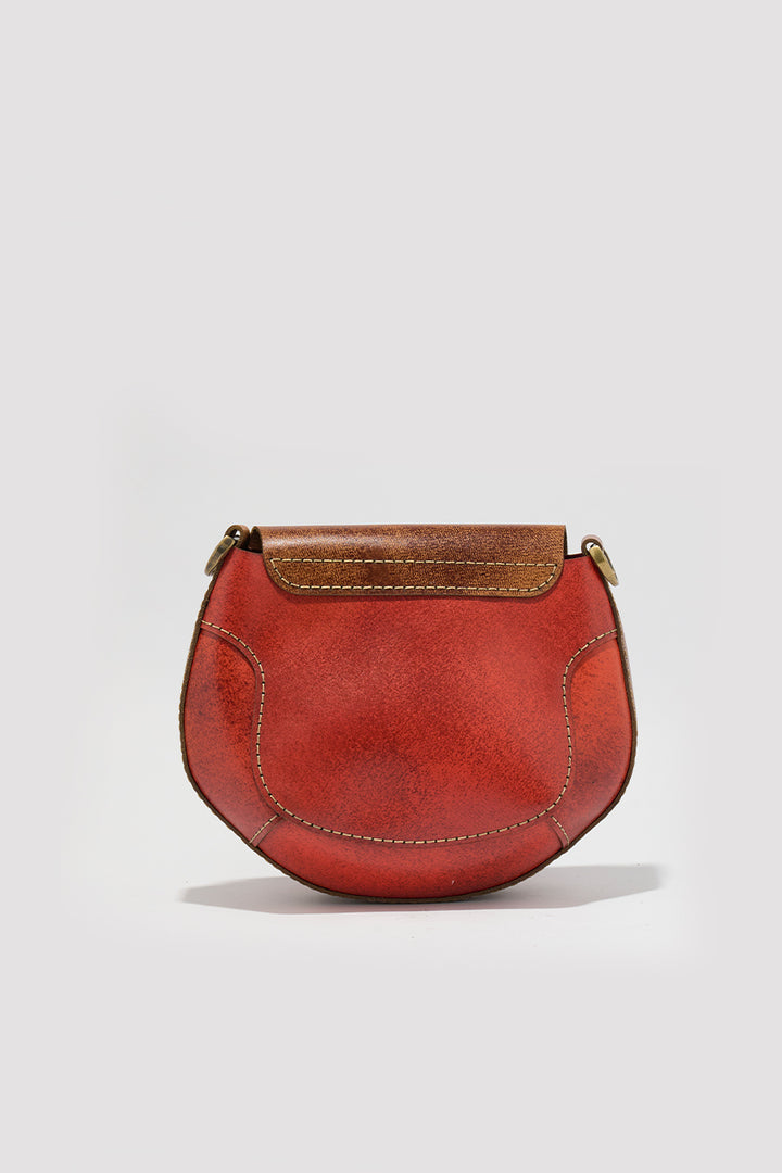 Lina Genuine Leather Handbag - Rust