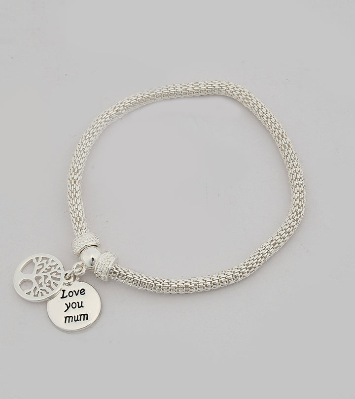 Luv U Mum Sterling Silver Zircon Bracelet