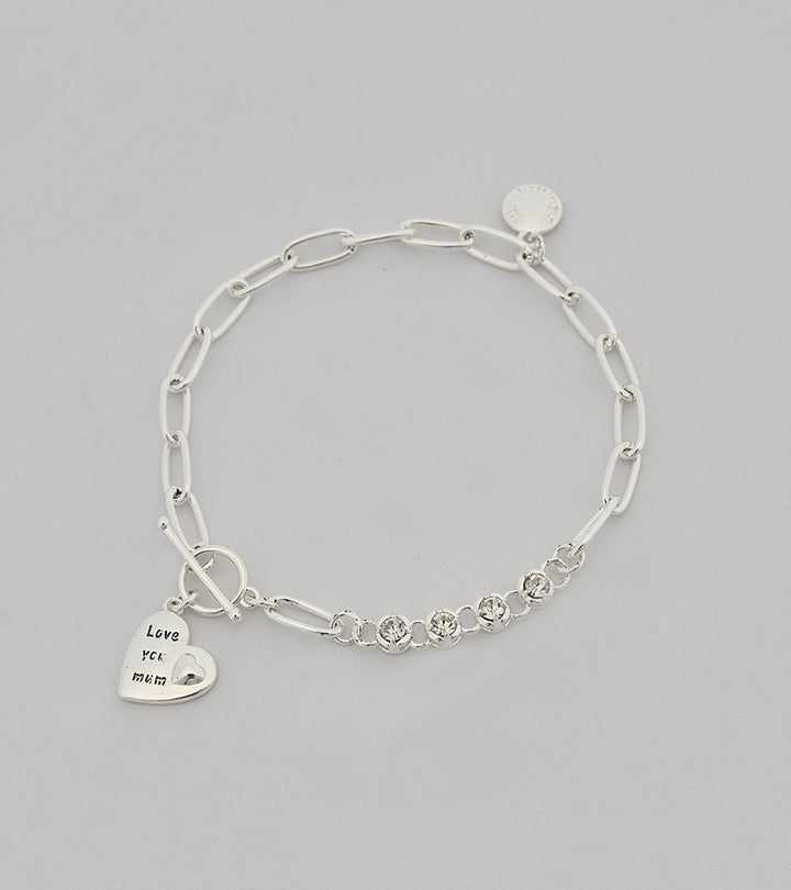 Luv U Mum Sterling Silver Zircon Bracelet