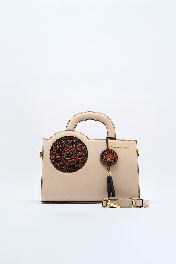 Mistique Women's Genuine Leather Handbag - Ivory