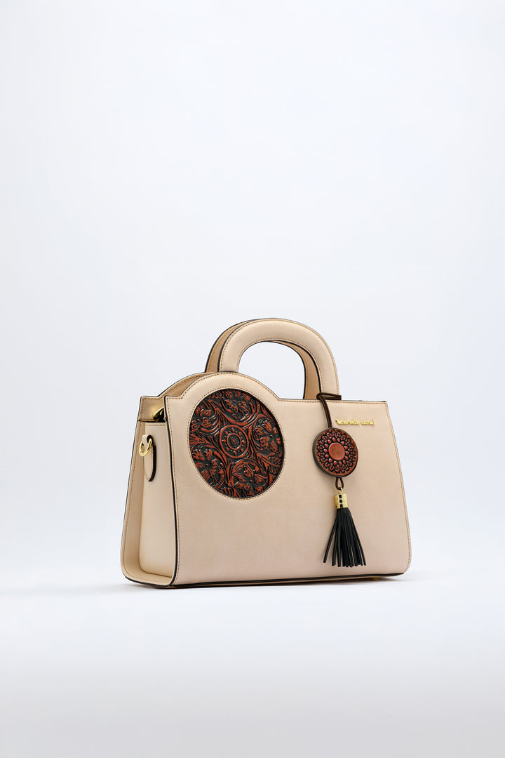 Mistique Women's Genuine Leather Handbag - Ivory