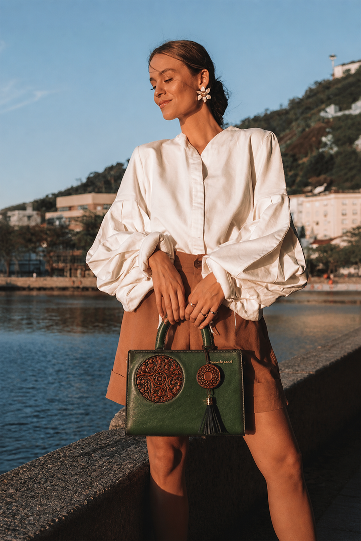 Mistique Women's Genuine Leather Handbag - Emerald
