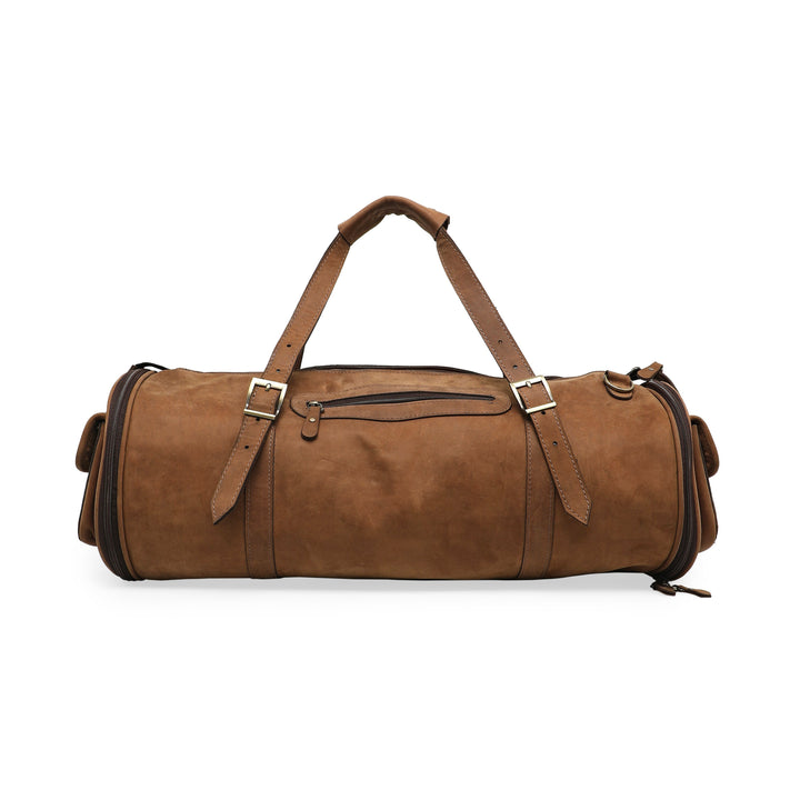 John Men's Genuine Leather Duffle Bag - Tan