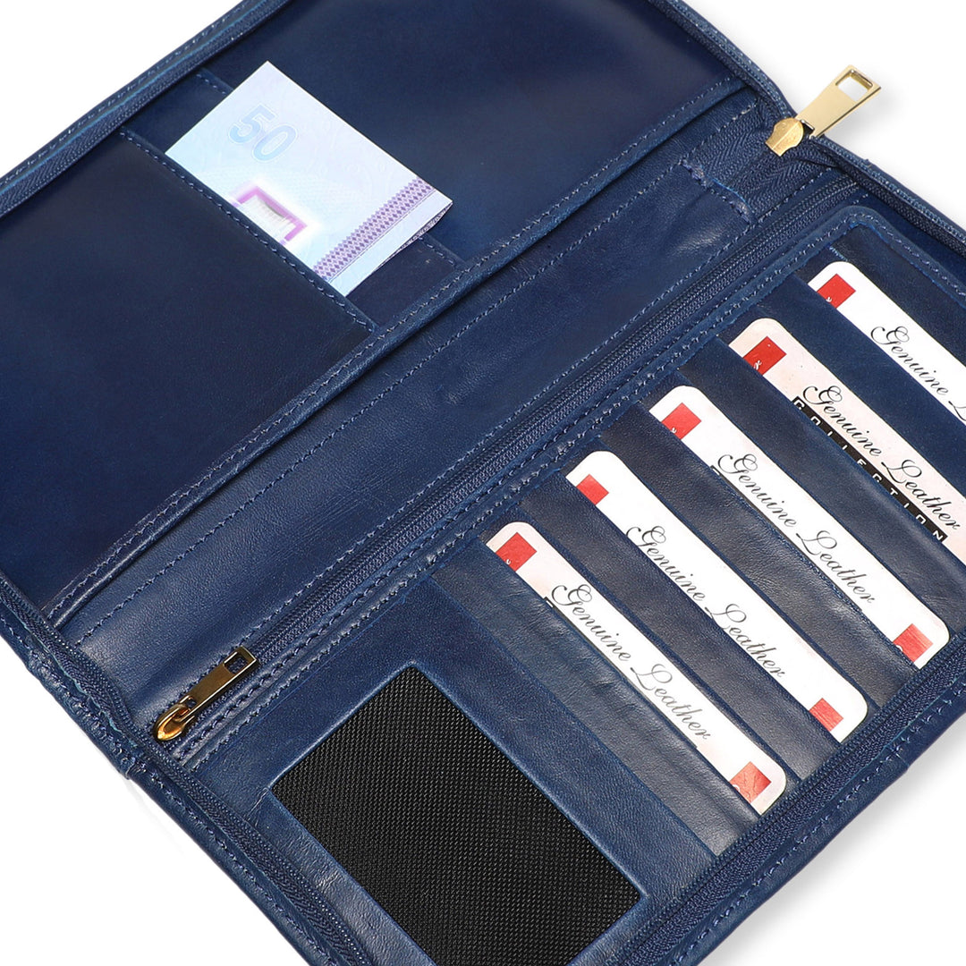 Ducati Genuine Leather Passport Holder - Blue