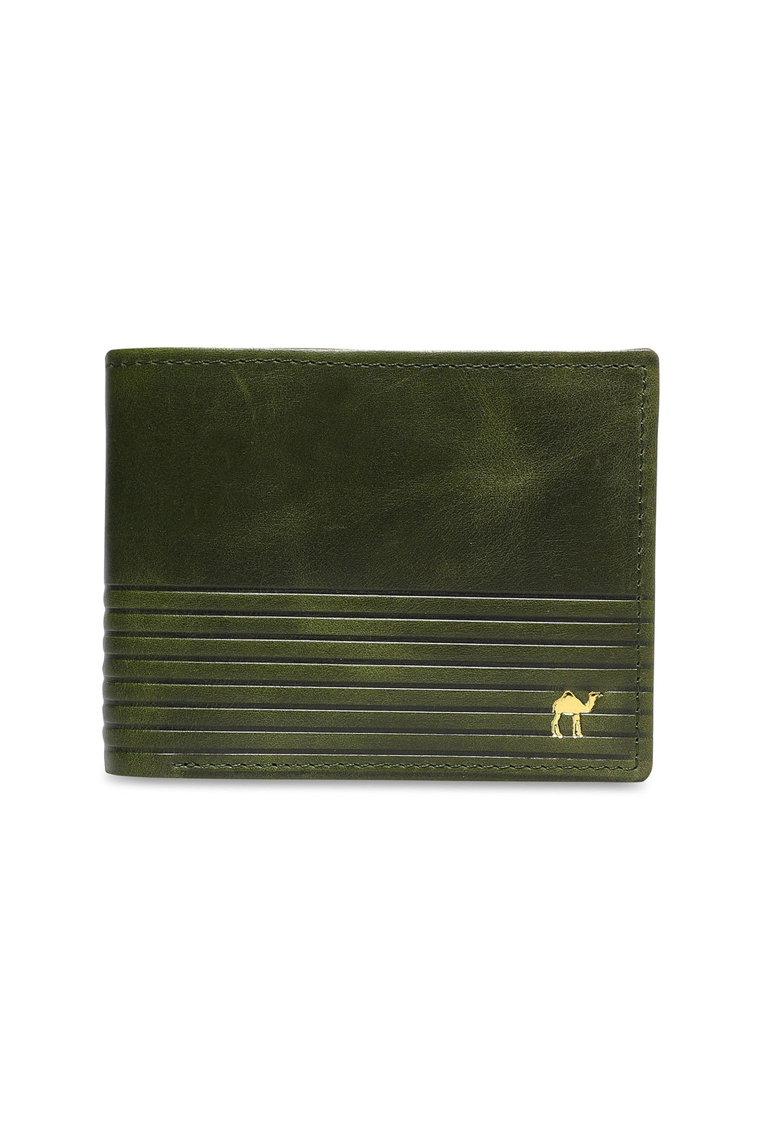 Ribbed Men's Genuine Leather Wallet - Green