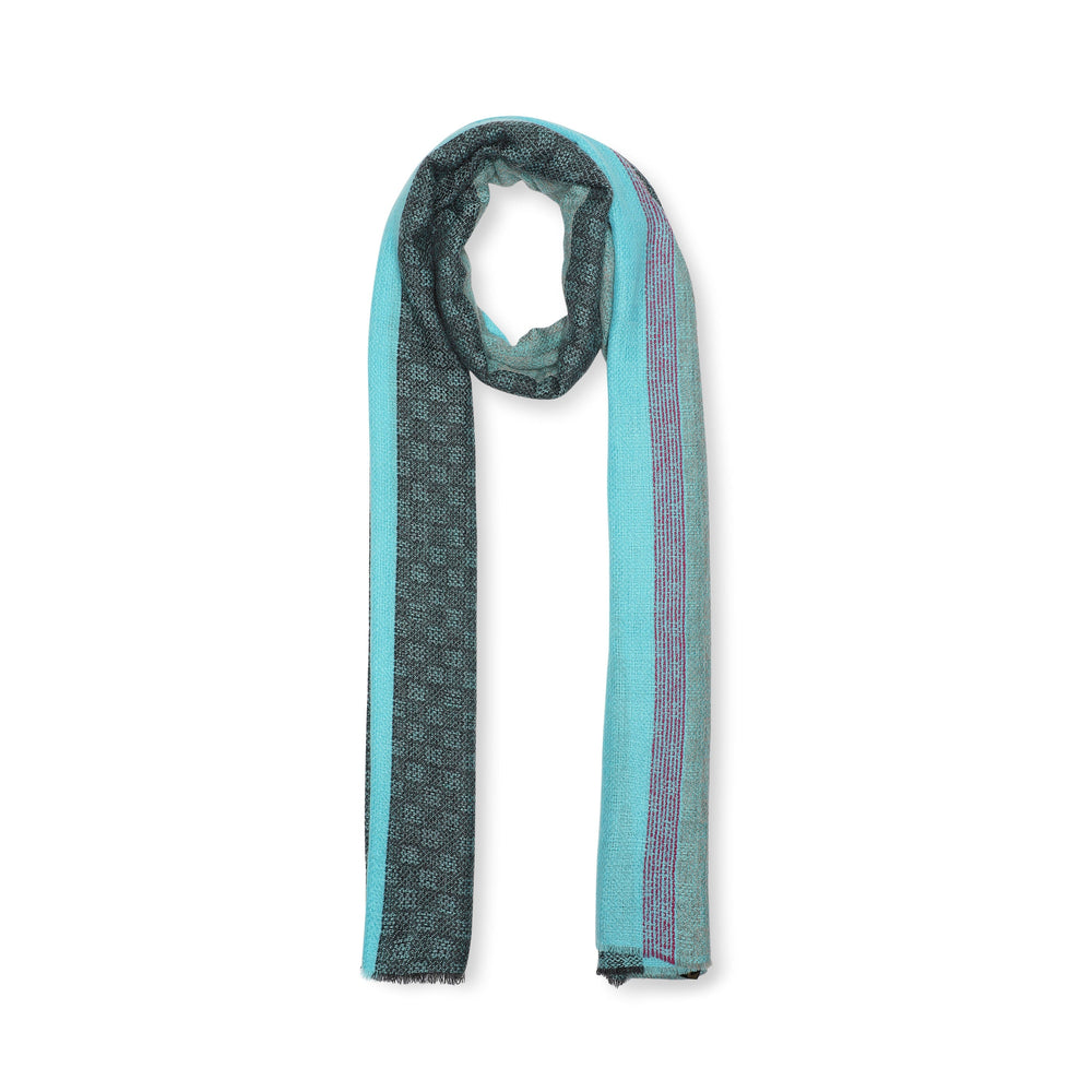 Camel Wool Luxury Scarf - Turquoise Window