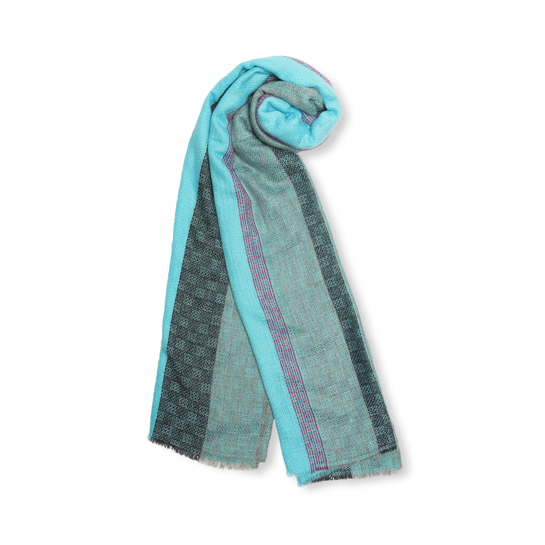 Camel Wool Luxury Scarf - Turquoise Window