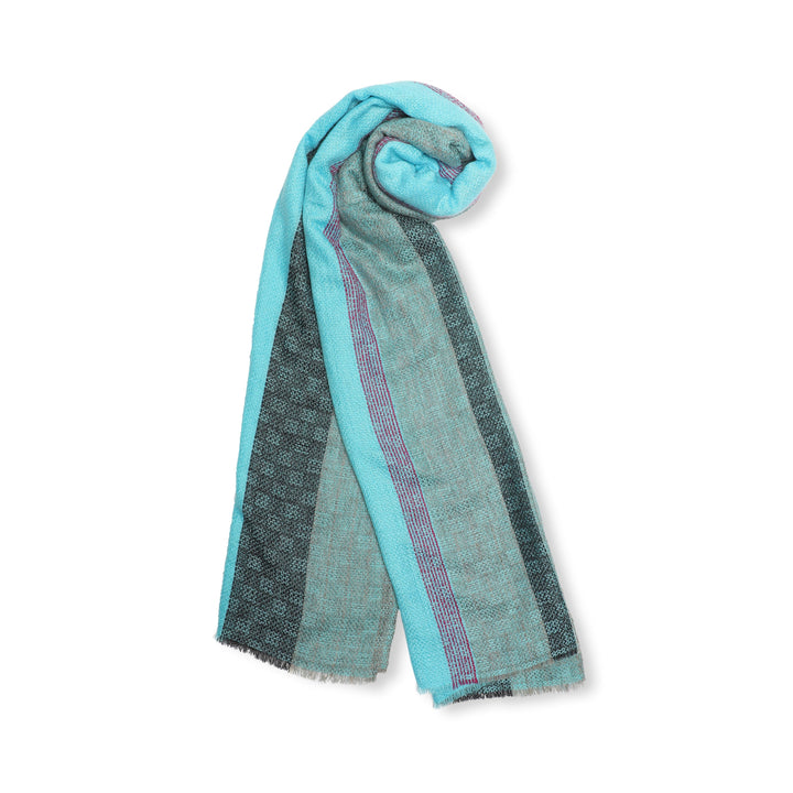 Camel Wool Luxury Scarf - Turquoise Window