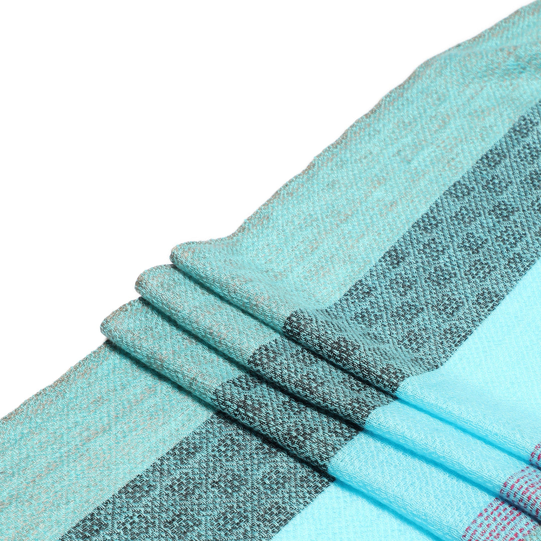 Camel Wool Luxury Scarf - Turquoise Window