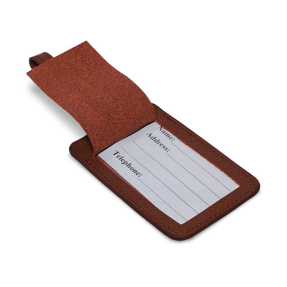 Explore Genuine Leather Luggage Tag - Brown
