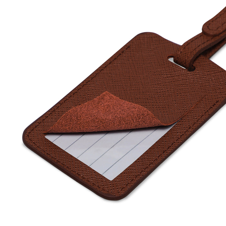 Explore Genuine Leather Luggage Tag - Brown