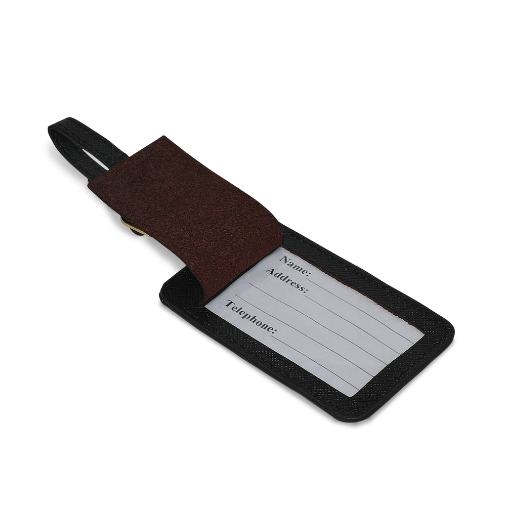 Explore Genuine Leather Luggage Tag - Black