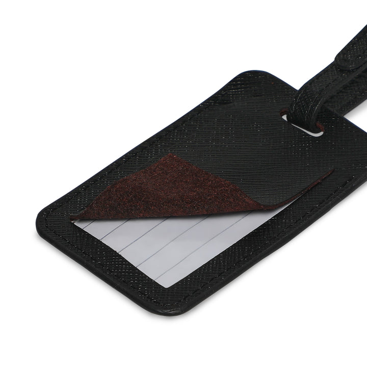 Explore Genuine Leather Luggage Tag - Black