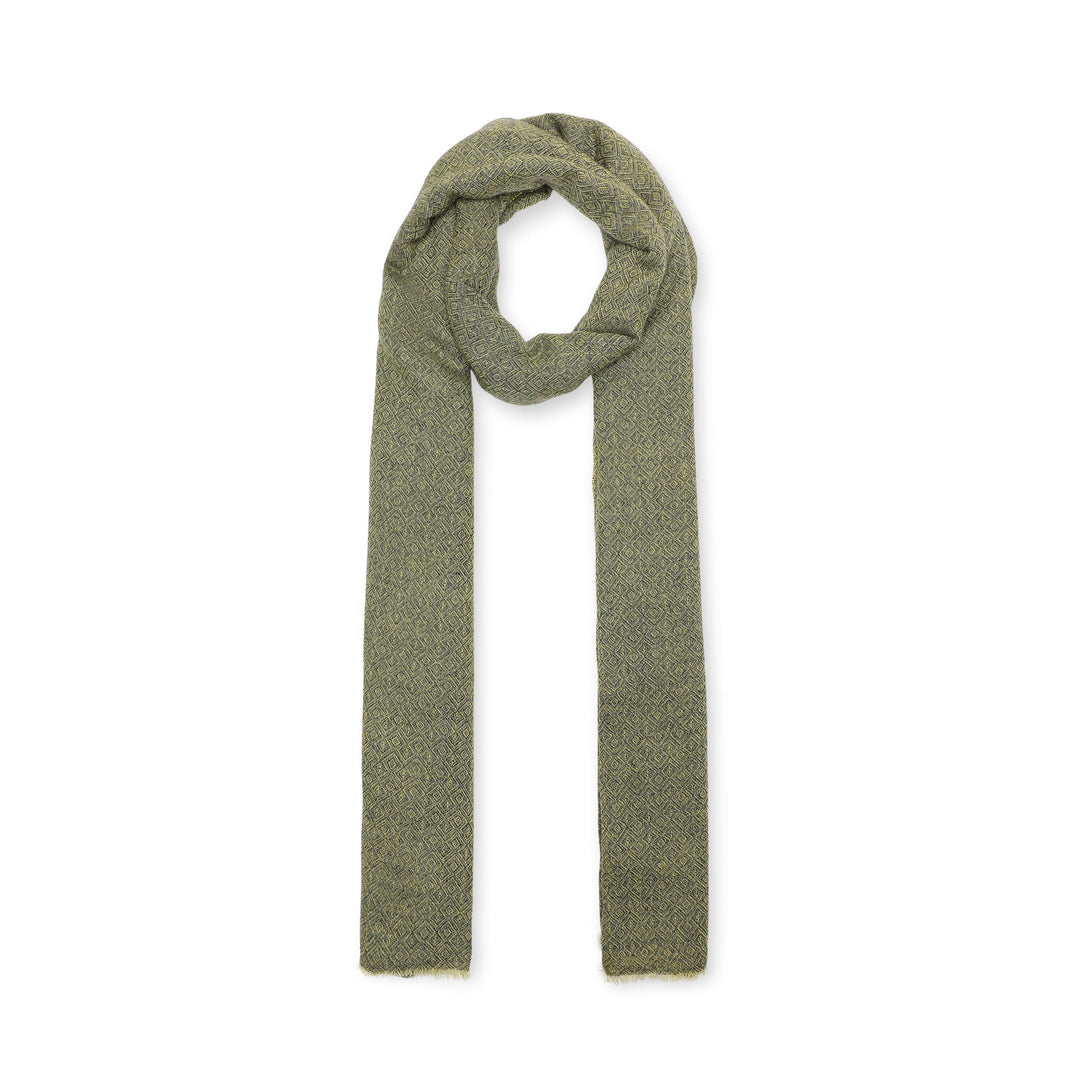 Camel Wool Luxury Scarf - Lime Yellow Diamond