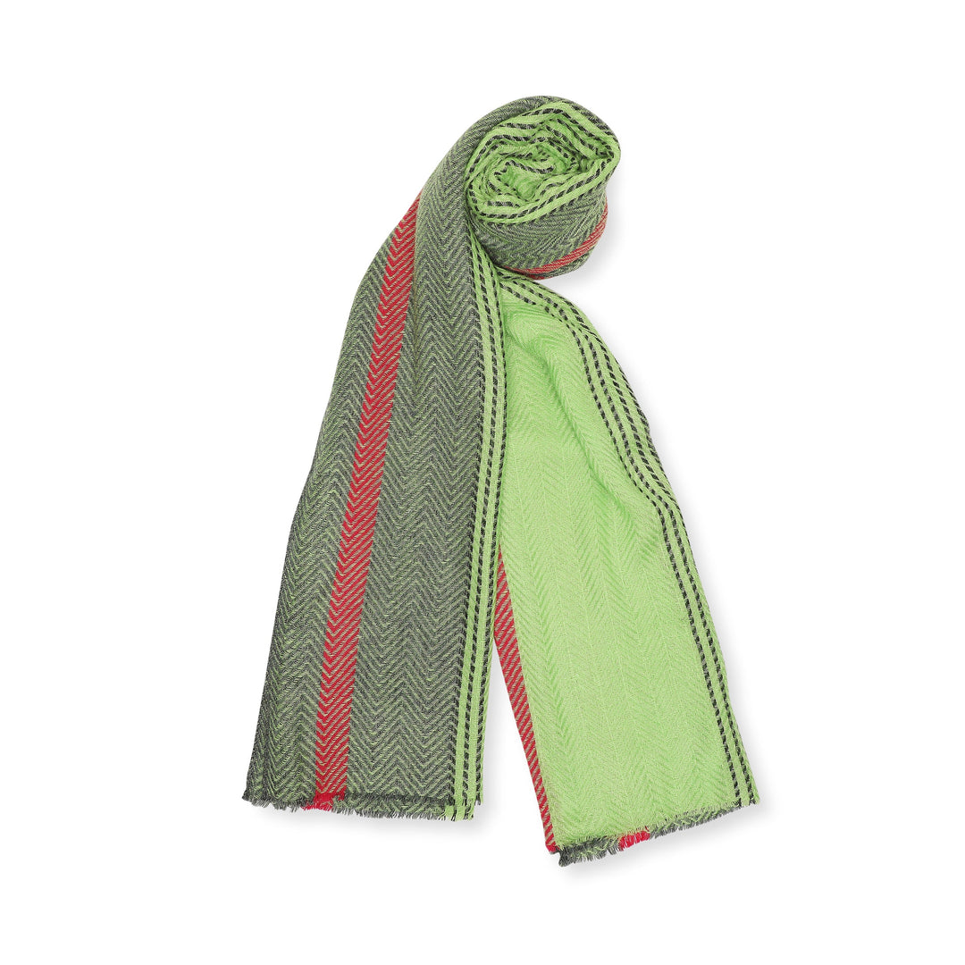 Camel Wool Luxury Scarf - Parrot Chevron Border