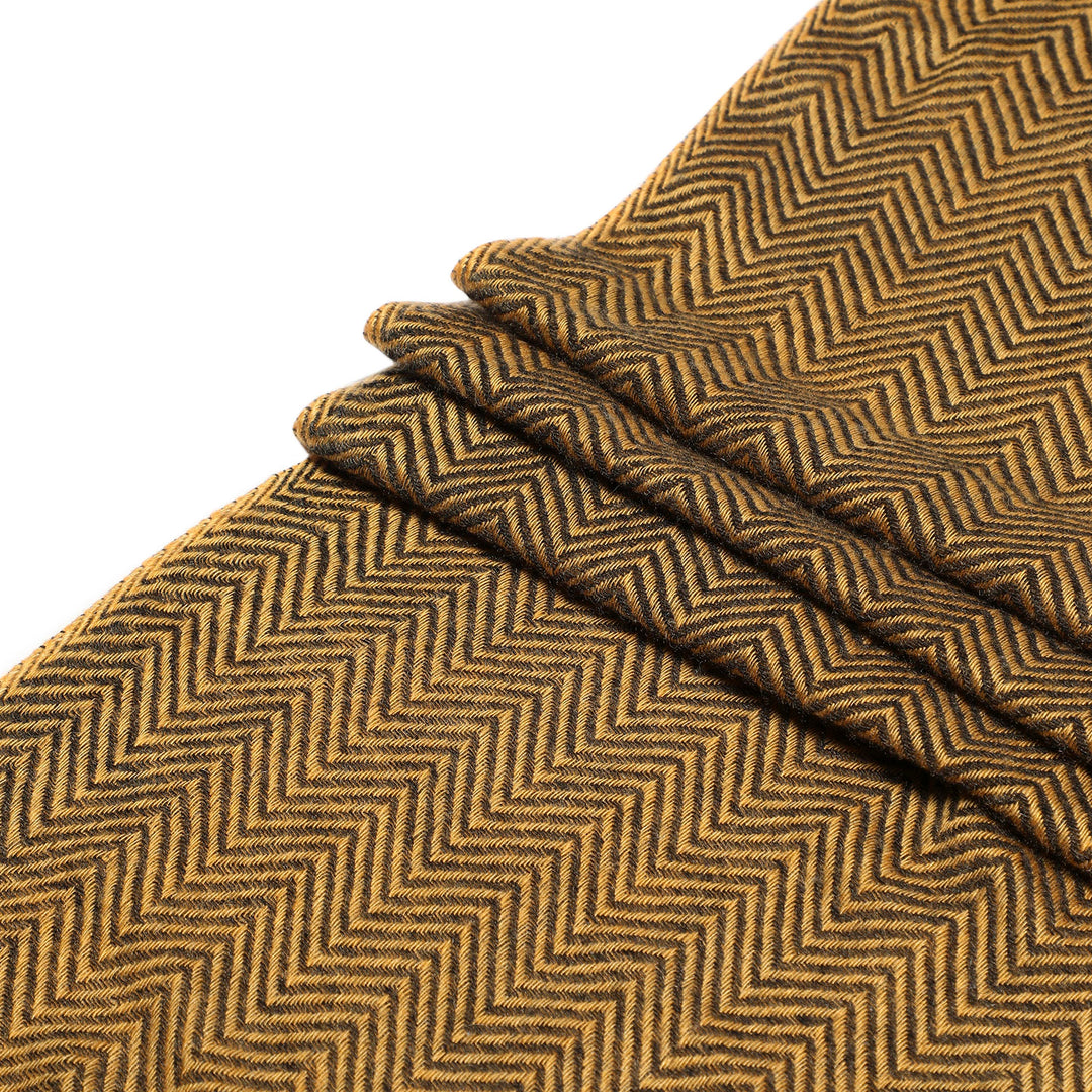 Camel Wool Luxury Scarf - Honey Chevron BW
