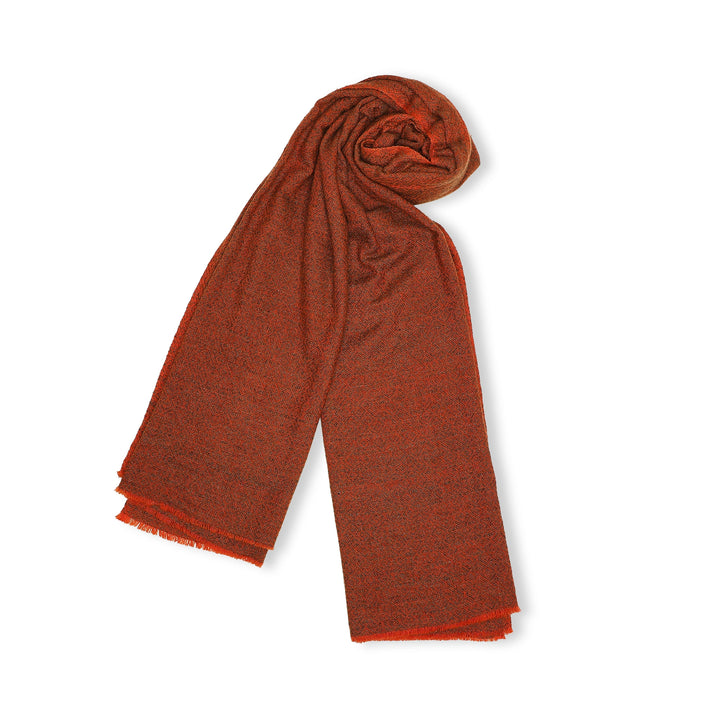 Camel Wool Luxury Scarf - Rusty Orange Diamond
