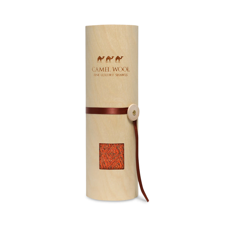 Camel Wool Luxury Scarf - Rusty Orange Diamond