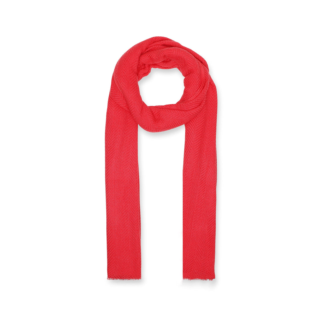 Camel Wool Luxury Scarf - Watermelon Chevron Plain