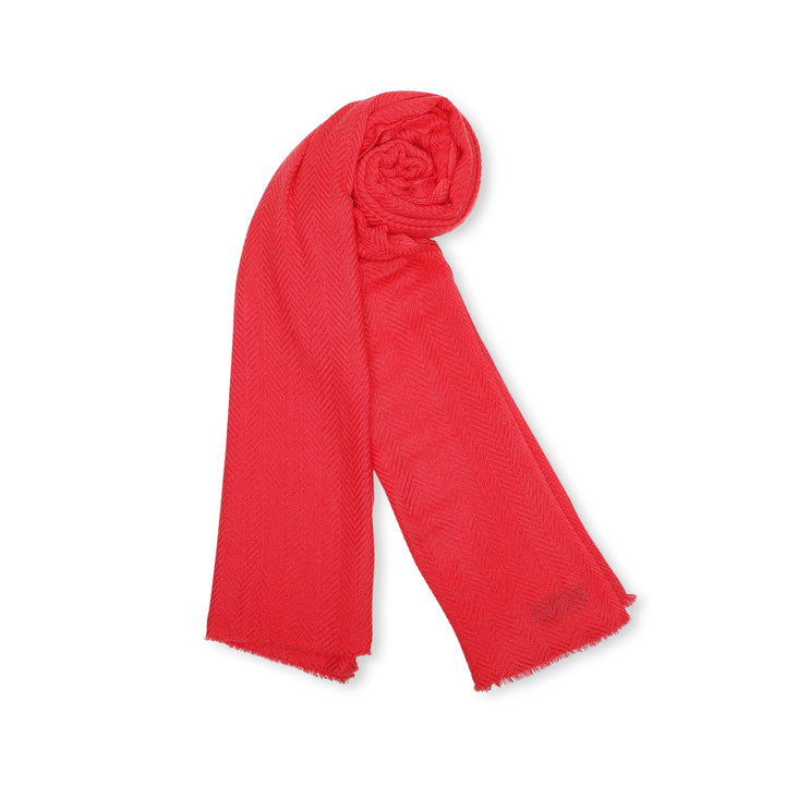 Camel Wool Luxury Scarf - Watermelon Chevron Plain