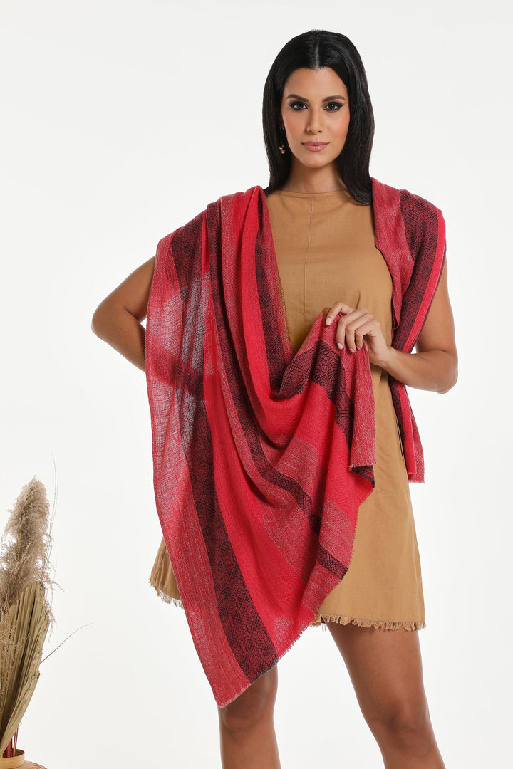 Camel Wool Luxury Scarf - Watermelon Window