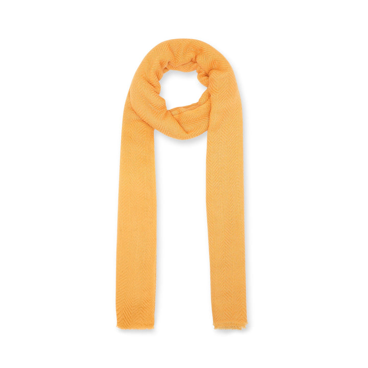 Camel Wool Luxury Scarf - Honey Chevron Plain