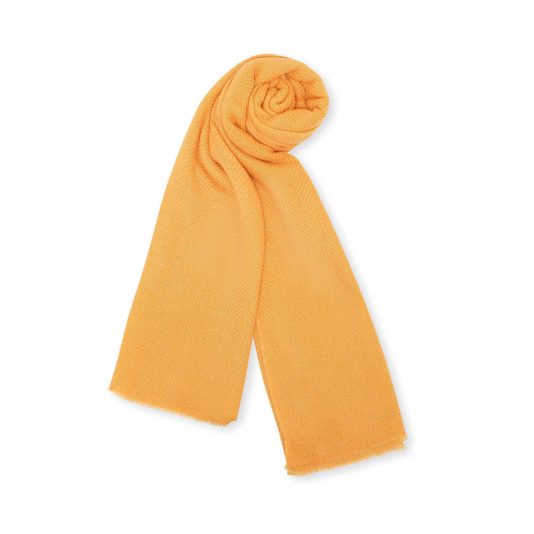 Camel Wool Luxury Scarf - Honey Chevron Plain