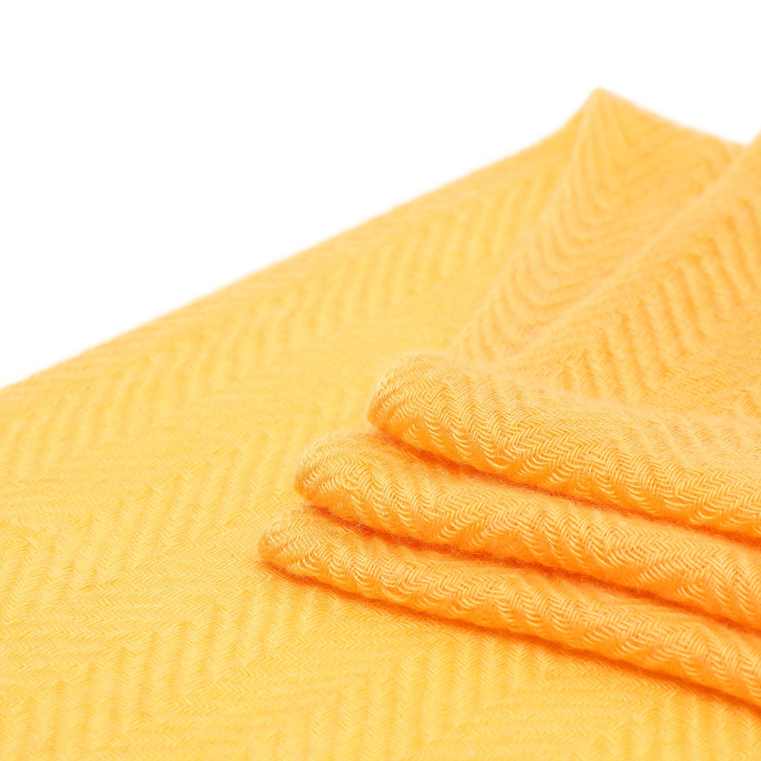 Camel Wool Luxury Scarf - Honey Chevron Plain