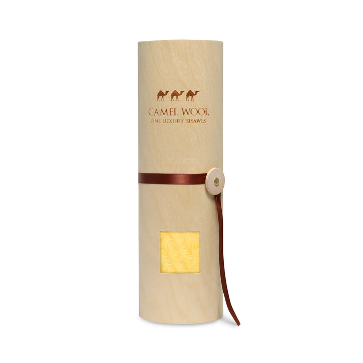 Camel Wool Luxury Scarf - Honey Chevron Plain