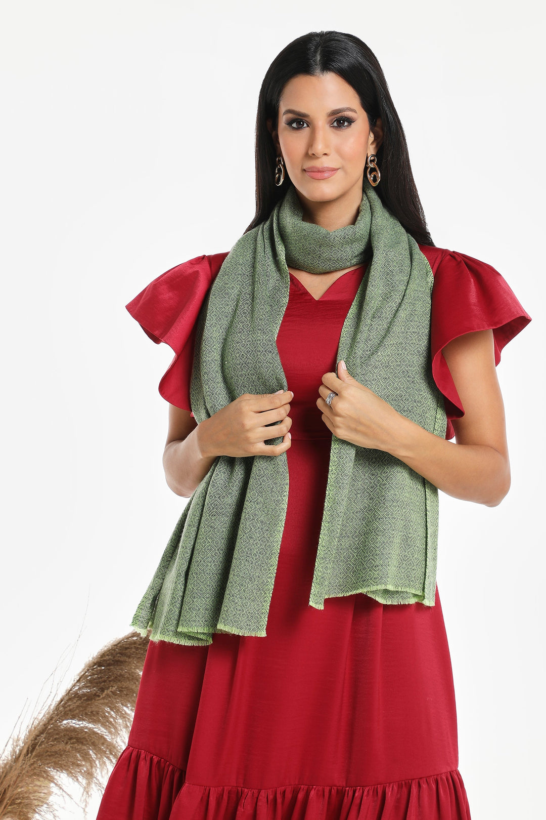 Camel Wool Luxury Scarf - Parrot Diamond