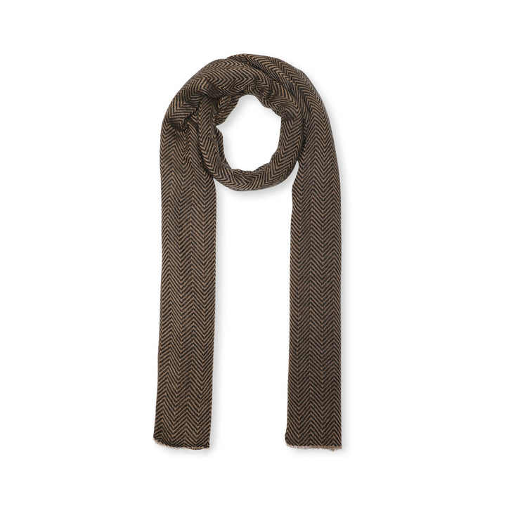 Camel Wool Luxury Scarf - Camel Chevron BW