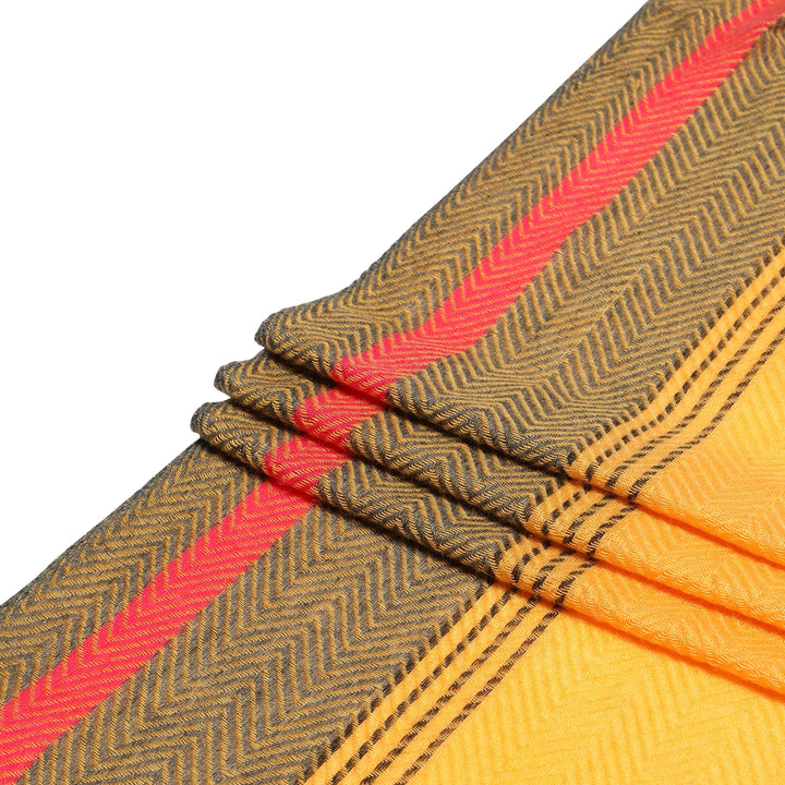 Camel Wool Luxury Scarf - Honey Chevron Border