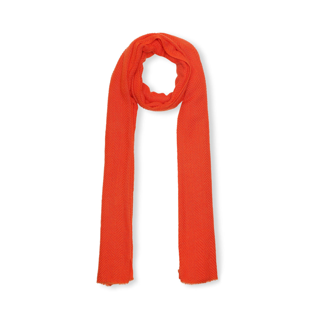 Camel Wool Luxury Scarf - Rusty Orange Chevron Plain
