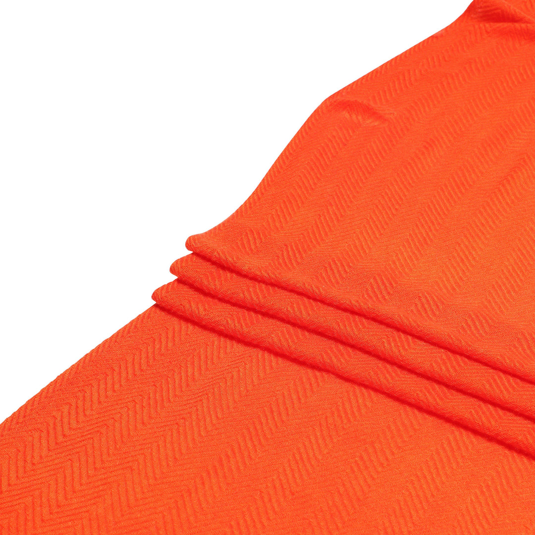 Camel Wool Luxury Scarf - Rusty Orange Chevron Plain